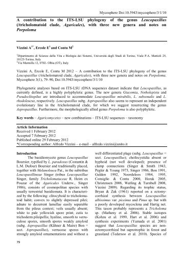 A contribution to the ITS-LSU phylogeny of the genus Leucopaxillus ...