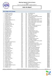 Liste de dÃ©part - ComitÃ© Ile de France