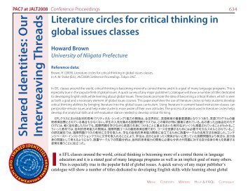 Literature circles for critical thinking in global ... - JALT Publications