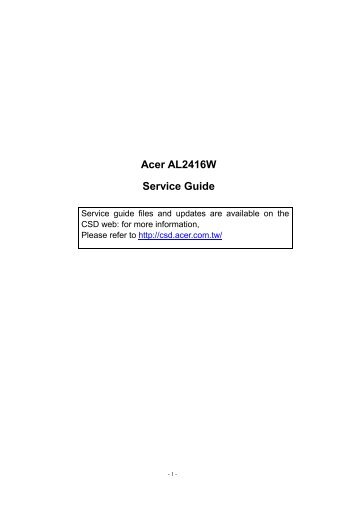 Acer AL2416W Service Guide - Home