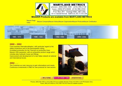 MAZZER Products are available from MARYLAND METRICS ...