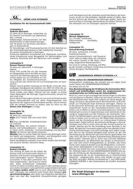 Ditzinger Anzeiger KW 21/2009 - in Ditzingen