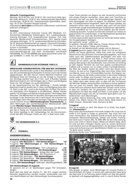 Ditzinger Anzeiger KW 21/2009 - in Ditzingen