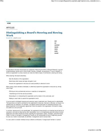 Distinguishing a Board's Steering and Rowing Work - CompassPoint ...