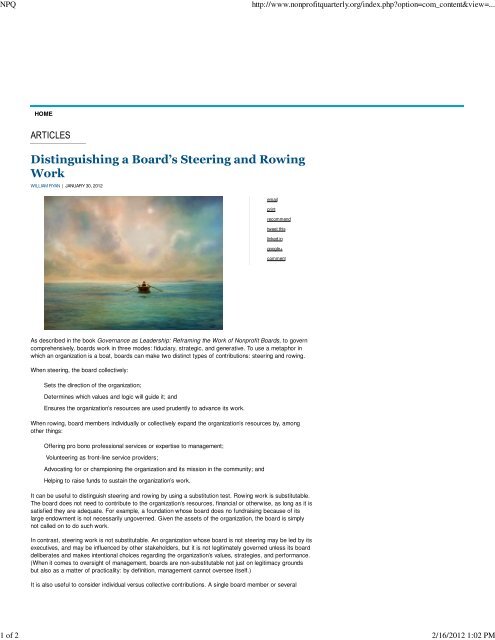 Steering Not Rowing Distinguishing a Board's Steering and Rowing Work - CompassPoint ...