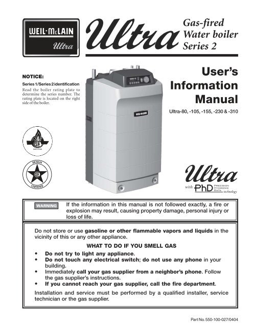 User's Information Manual - Weil-McLain