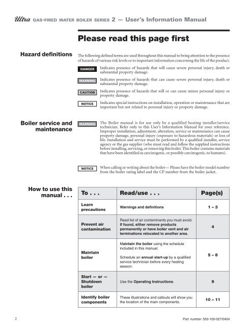 User's Information Manual - Weil-McLain