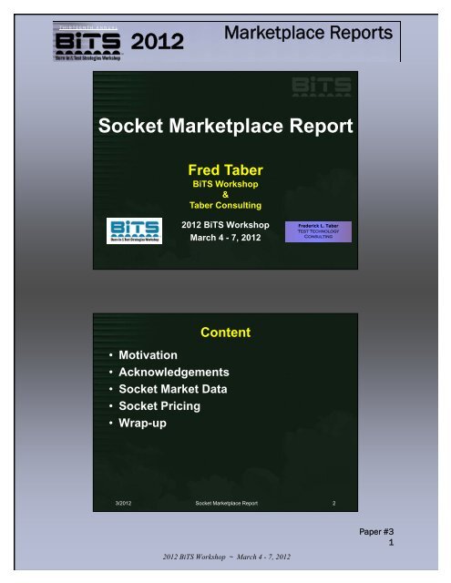 Marketplace Reports - BiTS Workshop