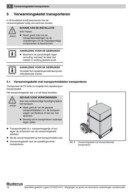 en onderhoudshandleiding Specifieke gasketel Logano G144/G144 V