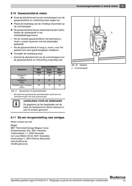 en onderhoudshandleiding Specifieke gasketel Logano G144/G144 V