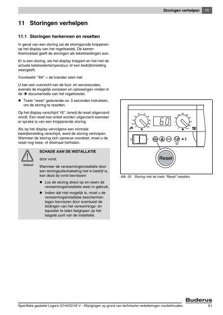 en onderhoudshandleiding Specifieke gasketel Logano G144/G144 V