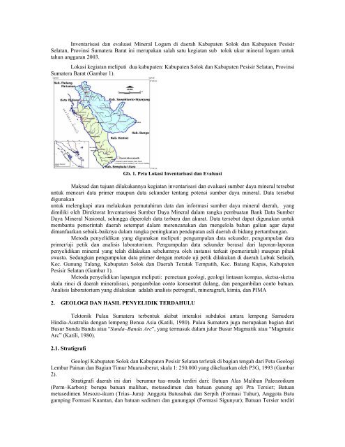 Inventarisasi dan evaluasi Mineral Logam di daerah Kabupaten