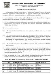 InscriÃ§Ãµes Homologadas - Prefeitura Municipal de Sarzedo