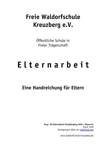 E l t e r n a r b e i t - Freie Waldorfschule Kreuzberg