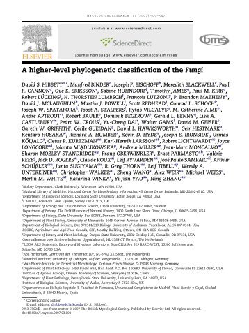 A higher-level phylogenetic classification of the Fungi - National ...