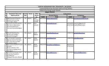 NORTH MAHARASHTRA UNIVERSITY, JALGAON