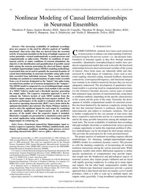 Nonlinear Modeling of Causal Interrelationships in Neuronal ...