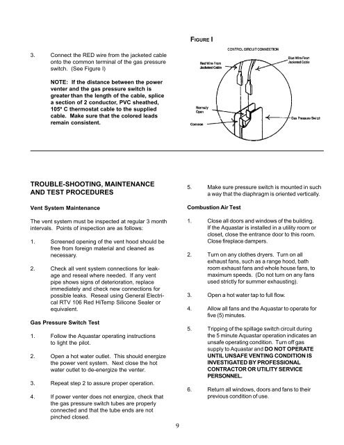 installation and operating instructions for aq-1 and aq-2 power vent ...