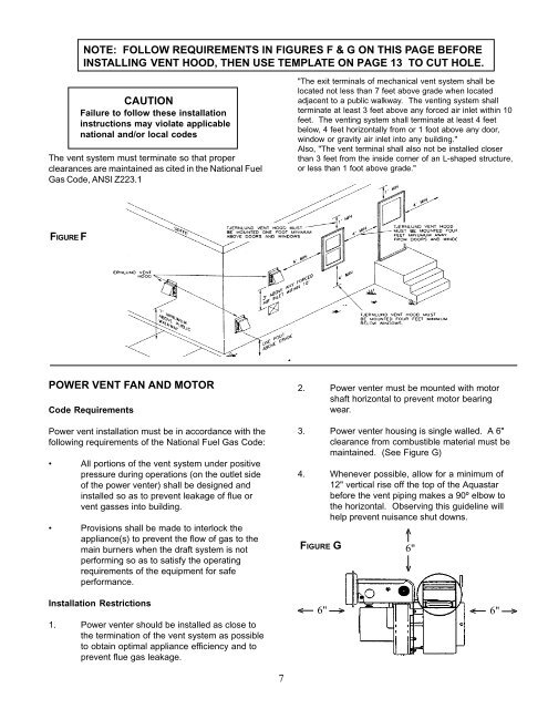 installation and operating instructions for aq-1 and aq-2 power vent ...