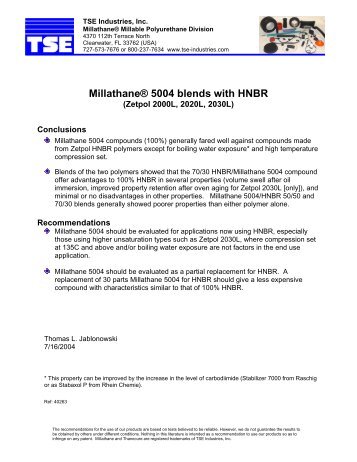 MillathaneÂ® 5004 blends with HNBR - TSE Industries, Inc.