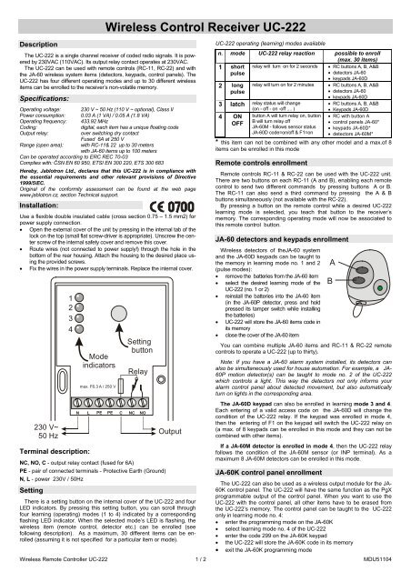 Wireless Control Receiver UC-222