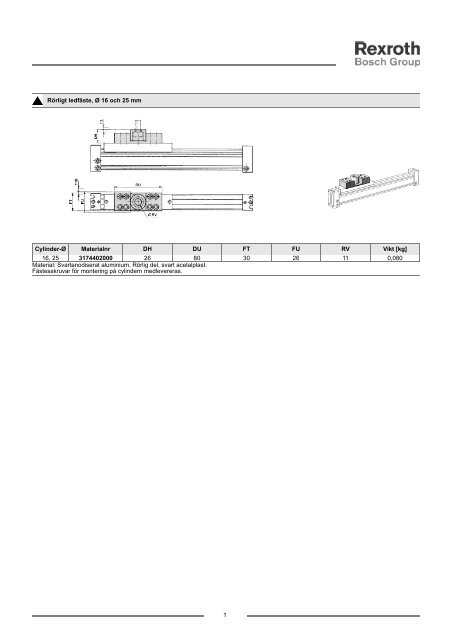 Skyttelcylinder, serie 170 - Bosch Rexroth