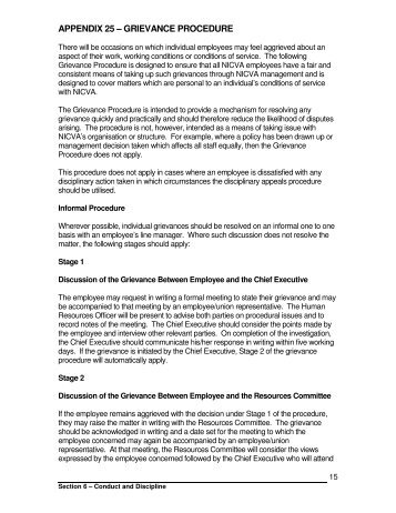 APPENDIX 25 â GRIEVANCE PROCEDURE - Nicva