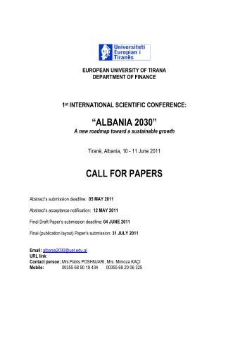 ALBANIA 2030 Call for papers