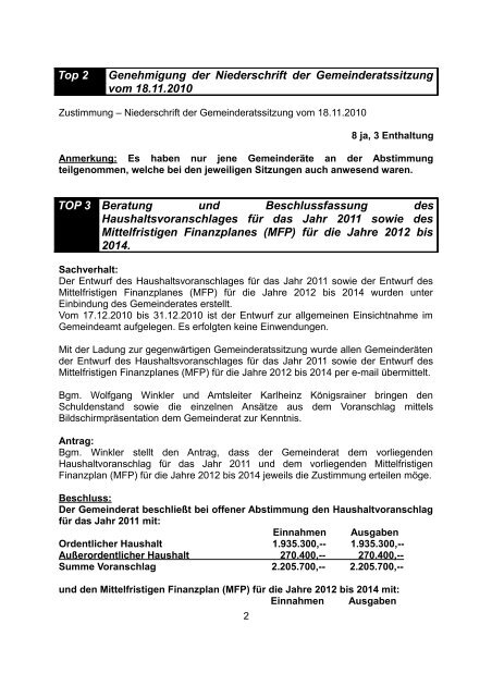 Gemeinderatssitzung vom 20.01.2011 (149 KB) - .PDF - Ehenbichl