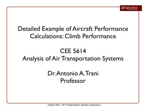 Detailed Example of Aircraft Performance Calculations: Climb ...