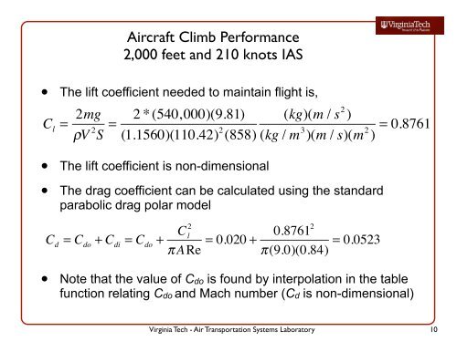 Detailed Example of Aircraft Performance Calculations: Climb ...