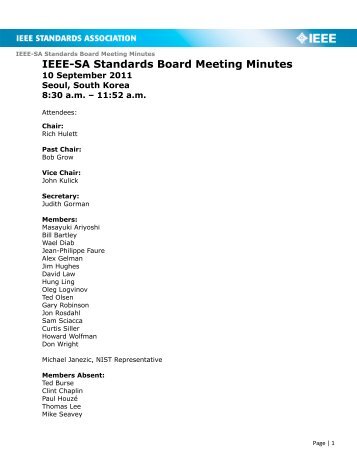 Meeting Minutes - The IEEE Standards Association