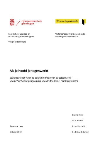 Download de scriptie - Wetenschapswinkel Geneeskunde en ...