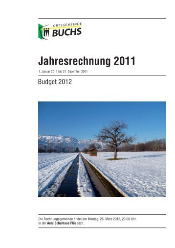 Jahresrechnung 2011 - Ortsgemeinde Buchs