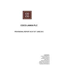 COCO LANKA PLC - Colombo Stock Exchange
