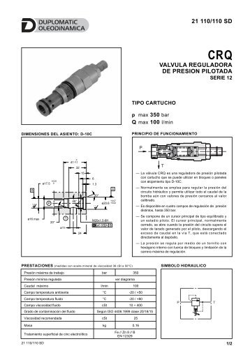 VALVULA REGULADORA DE PRESION PILOTADA 21 ... - Duplomatic