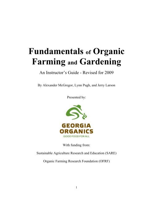 Fundamentals Of Organic Farming And Gardening The Georgia
