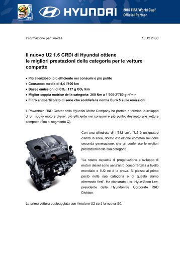 Il nuovo U2 1.6 CRDi di Hyundai ottiene le migliori prestazioni della ...