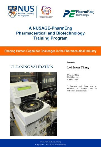 Cleaning Validation - NUSAGE - National University of Singapore