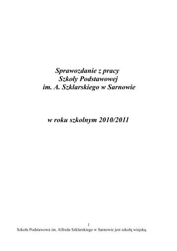 Sprawozdanie z pracy SzkoÅy Podstawowej w Sarnowie za rok ...