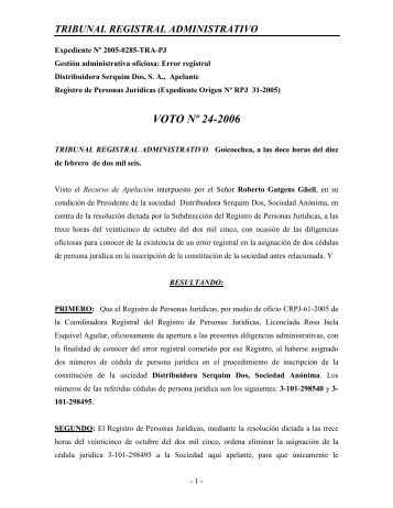 024-2006 TRA efectos de la publicidad en personas jurídicas