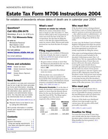 Estate Tax Form M706 Instructions 2004 - FormSend