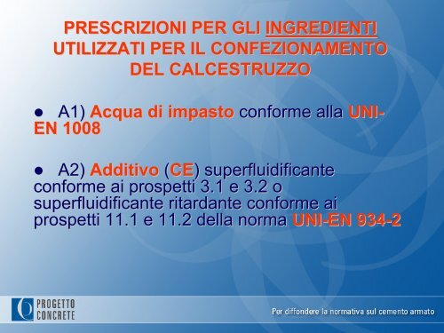 le linee guida per la prescrizione delle opere in calcestruzzo armato