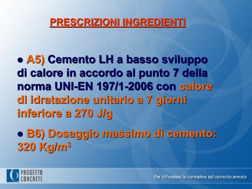 le linee guida per la prescrizione delle opere in calcestruzzo armato