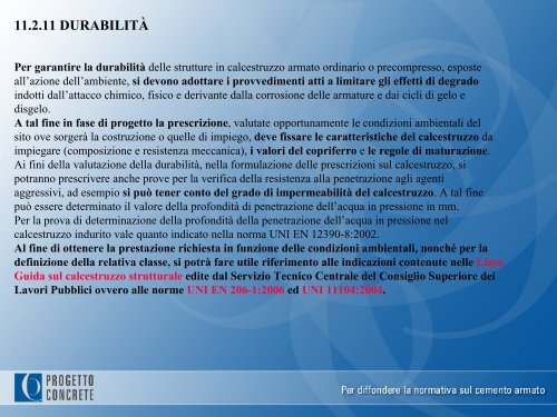 le linee guida per la prescrizione delle opere in calcestruzzo armato