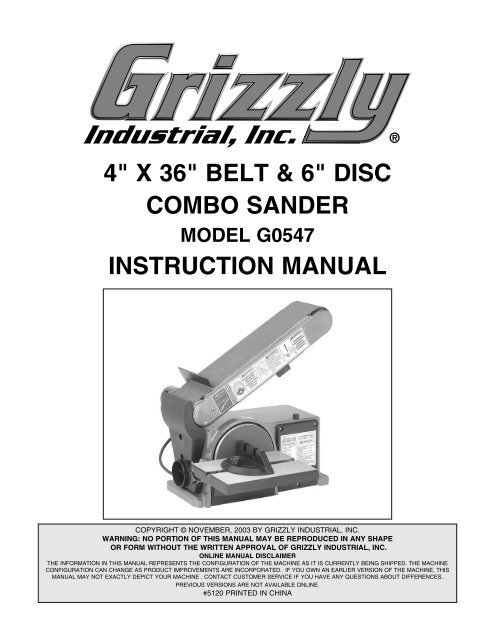 Grizzly 4x36 belt on sale sander