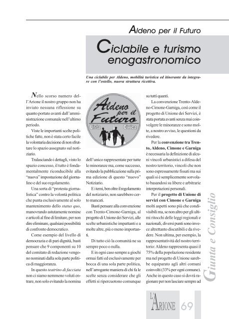 Anno 15 - N. 28 - Dicembre 2011 - Comune di Aldeno