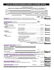 2-PAGE EVENT RESERVATION & ORDER FORM