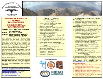 GEOLOGICAL SOCIETY OF NEVADA 2010 SYMPOSIUM ...