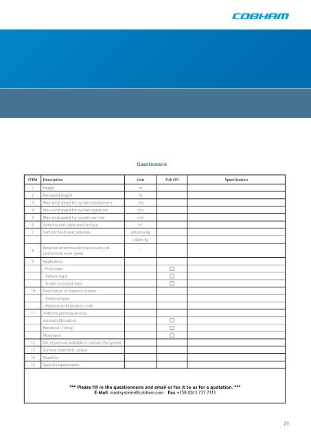 Cobham Mast Systems